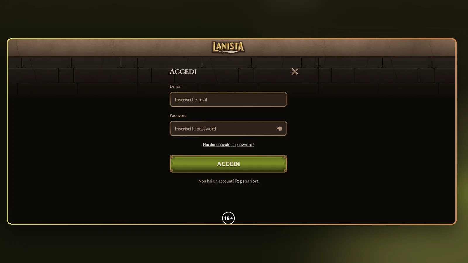 Per accedere servono email e password