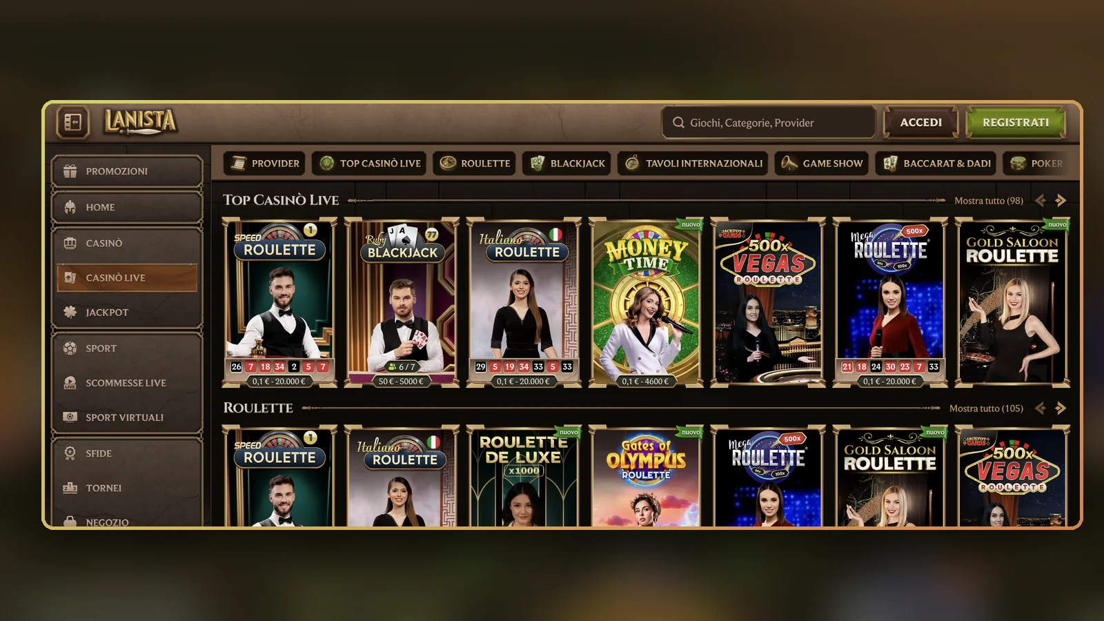 Il casinò live raccoglie i giochi con croupier